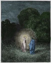 Inferno, Gesang 2: Beatrice und Virgil (Illustration aus Die Göttliche Komödie von Dante Alighieri, 1885)